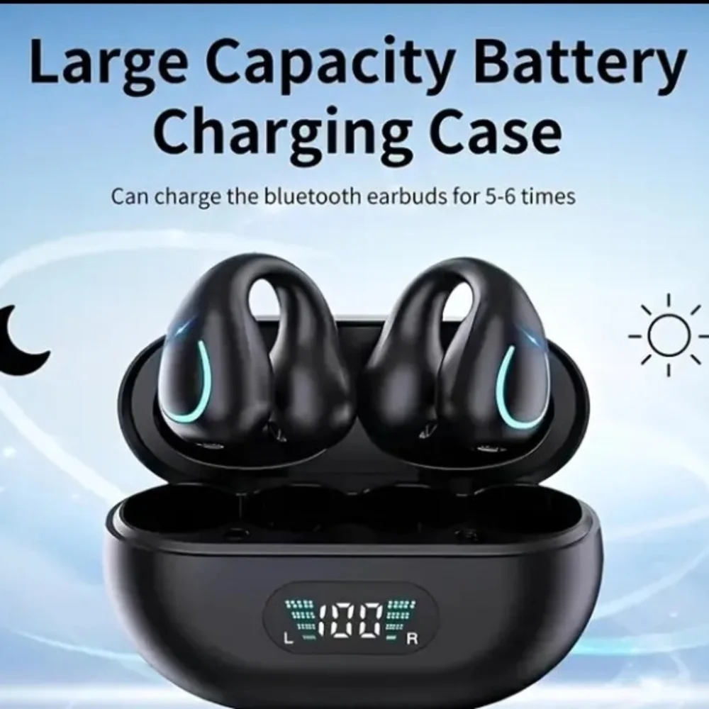 Black Wireless Earbuds with LED Display